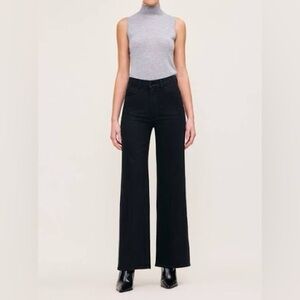 Like NEW DL1961 Hepburn Wide Leg High Rise Vintage Jeans Black Sz 30 $208 Anthro